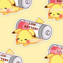 Pikachu "Low Battery" Sticker