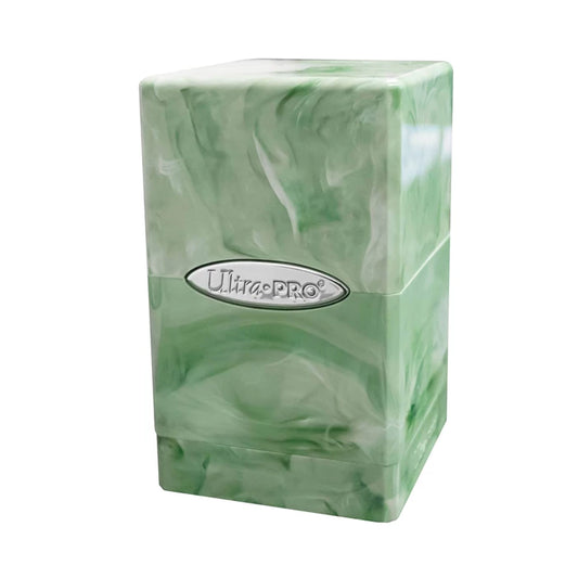 Satin Tower Deck Box - Marble Lime Green, White