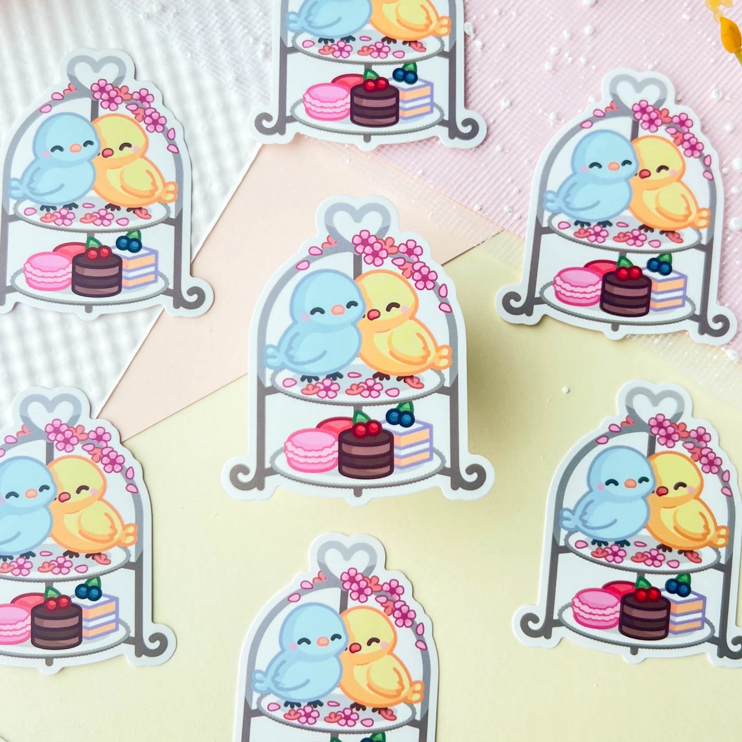 "Lovebirds Tea Set" Sticker