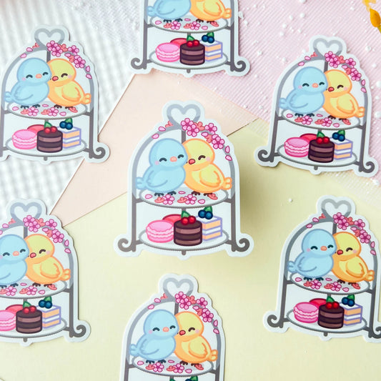 "Lovebirds Tea Set" Sticker